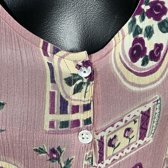 La Cera VINTAGE 80s 90s Midi Pocket Dress Small OVERSIZED Single Stitch Floral - Picture 5 of 8